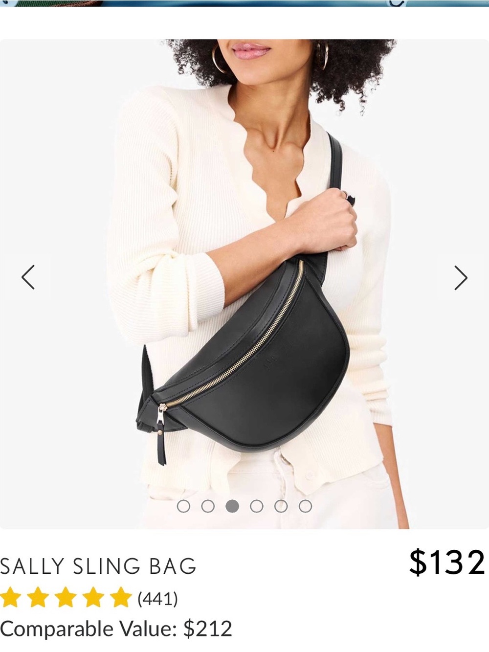 Portland Leather Black Sally Sling Bag with Gold Zipper - Picture 5 of 5
